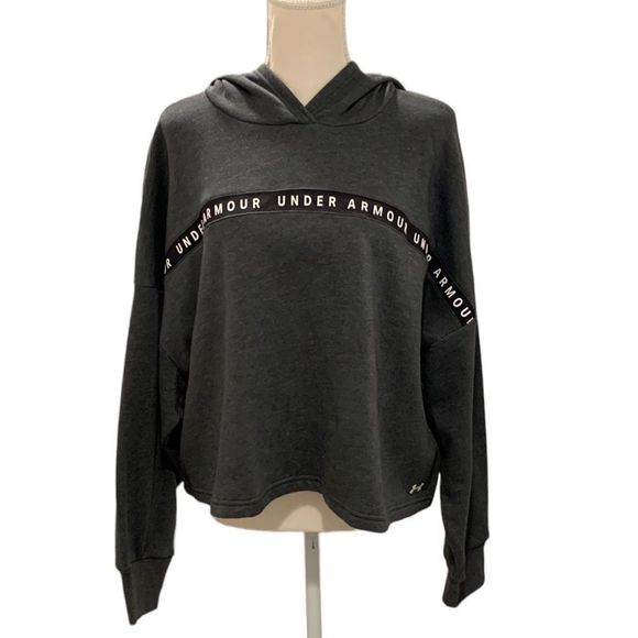 Under Armour Grey Cropped Hooded Sweatshirt - Picture 1 of 6